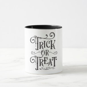 Trick or Treat Vintage Typografie Type Halloween Mok