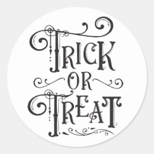 Trick or Treat Vintage Typografie Type Halloween Ronde Sticker