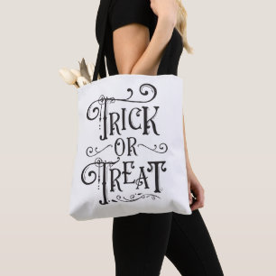Trick or Treat Vintage Typografie Type Halloween Tote Bag