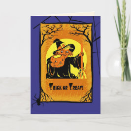 Trick or treat! Vintage Witch Halloween Kaart