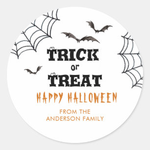 Trick or Treat Vleermuizen Halloween Ronde Sticker