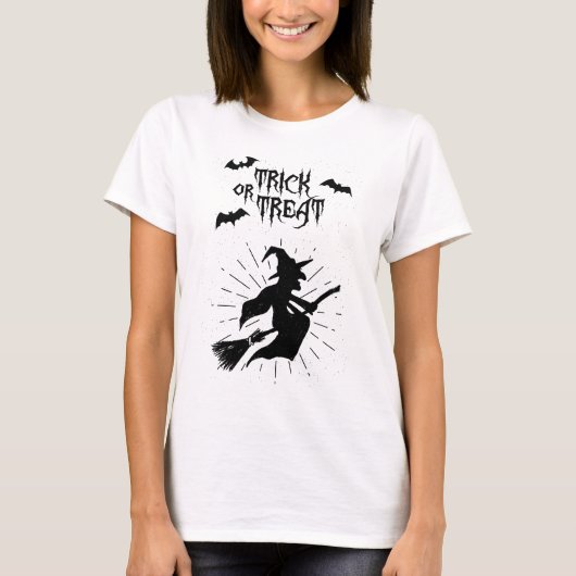 trick or treat vliegende heks t-shirt (Voorkant)