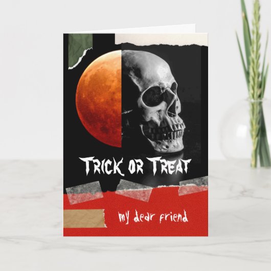 Trick or treat voor Friend Halloween Skull Kaart (Voorkant)