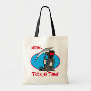 Trick or treat voor gepersonaliseerde grim Reaper Tote Bag