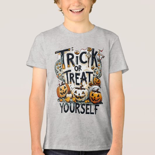 Trick or treat voor jezelf - Halloween Tri-Blend Shirt (Voorkant)