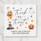 Trick or treat Waterverf Halloween Partij Bedankjes Labels (Voorkant)