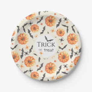 Trick or Treat Waterverf Halloween Patroon Papieren Bordje
