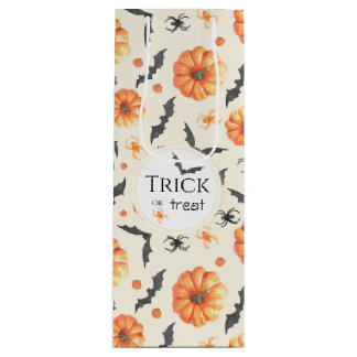 Trick or Treat Waterverf Halloween Patroon Wijn Cadeautas