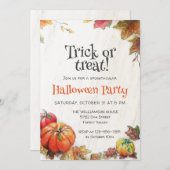 Trick or treat Waterverf Pompoen Boo Halloween Kaart (Voorkant / Achterkant)