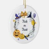 Trick or treat Waterverf Pumpkin & Ghosts Wreath Keramisch Ornament (Rechts)