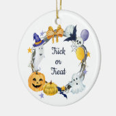 Trick or treat Waterverf Pumpkin & Ghosts Wreath Keramisch Ornament (Links)