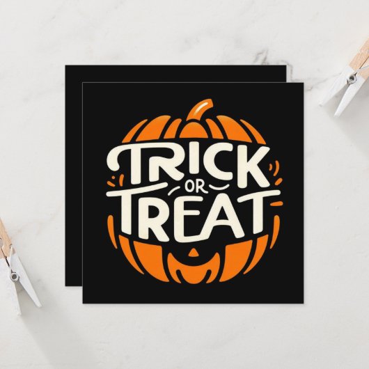 Trick or treat wenskaarten kaart (Voorkant / Achterkant in situ)