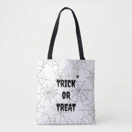 Trick or treat White Spiderweb Spider Halloween Tote Bag