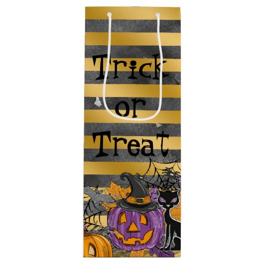 Trick or treat wijn cadeautas (Voorkant)