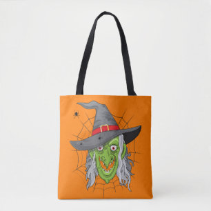 Trick or treat Witch en Spinnen Dubbelzijdig Tote Bag