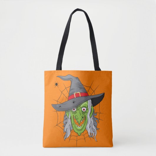 Trick or treat Witch en Spinnen Dubbelzijdig Tote Bag (Voorkant)