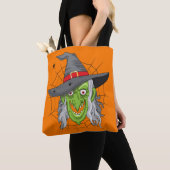Trick or treat Witch en Spinnen Dubbelzijdig Tote Bag (Dichtbij)