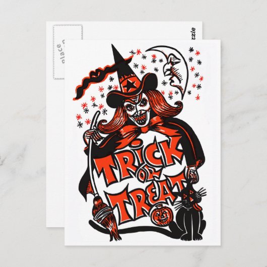 Trick or treat Witch Halloween () Briefkaart (Voorkant / Achterkant)