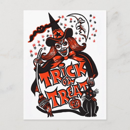 Trick or treat Witch Halloween () Briefkaart (Voorkant)