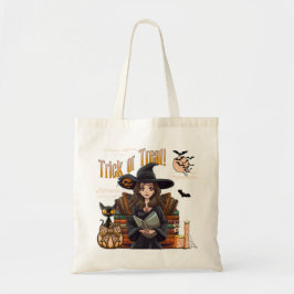 Trick or treat Witch Halloween Coquette Canvas tas