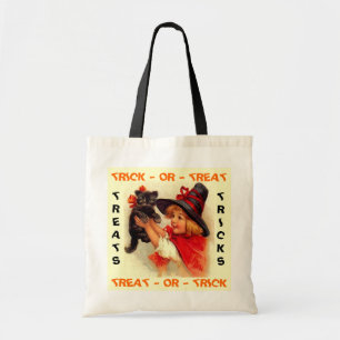 TRICK OR TREAT WITCH KITTENS HALLOWEEN CANVAS TAS