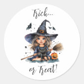 Trick or treat Witch Ronde Sticker (Voorkant)