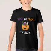 Trick or treat Yo 'Self Funny Snoep Halloween Tri-Blend Shirt (Voorkant)