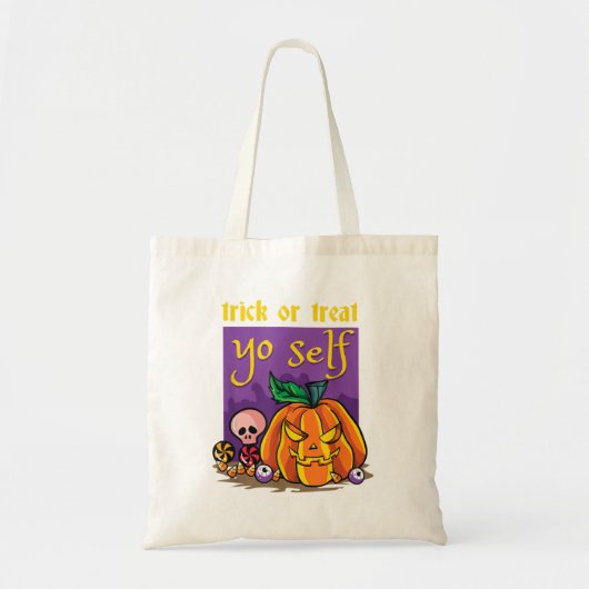 Trick or treat Yo Self Pumpkin Funny Hwe Tote Bag (Voorkant)