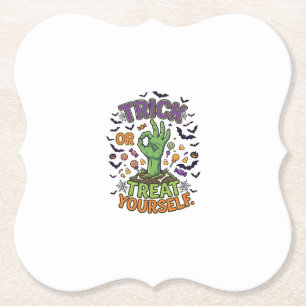 Trick Or Treat Zelf Zombie Hand Halloween Snoep Kartonnen Onderzetters