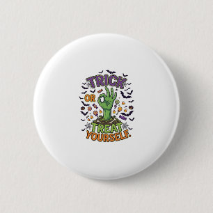 Trick Or Treat Zelf Zombie Hand Halloween Snoep Ronde Button 5,7 Cm