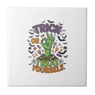 Trick Or Treat Zelf Zombie Hand Halloween Snoep Tegeltje