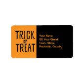 Trick or treat zwart adreslabel etiket (Voorkant)