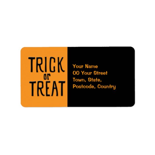 Trick or treat zwart adreslabel etiket (Voorkant)