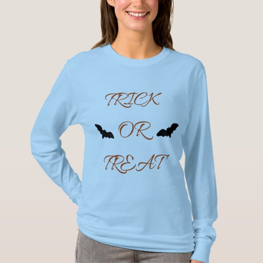 TRICK OR TREAT ZWART BLAUW SINAASAPPEL T-SHIRT (Voorkant)