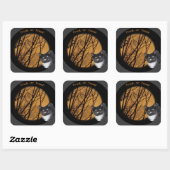Trick or treat zwart cat & moon Halloween Vierkante Sticker (Vel)