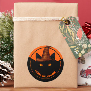 Trick or treat Zwart Cat & Scary Pumpkin Halloween Ronde Sticker