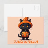 Trick or treat Zwart Kat In Heksen Pet Halloween Feestdagenkaart (Voorkant / Achterkant)