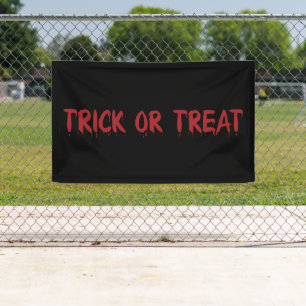 Trick or treat zwart rood bloed tekst Halloween Spandoek