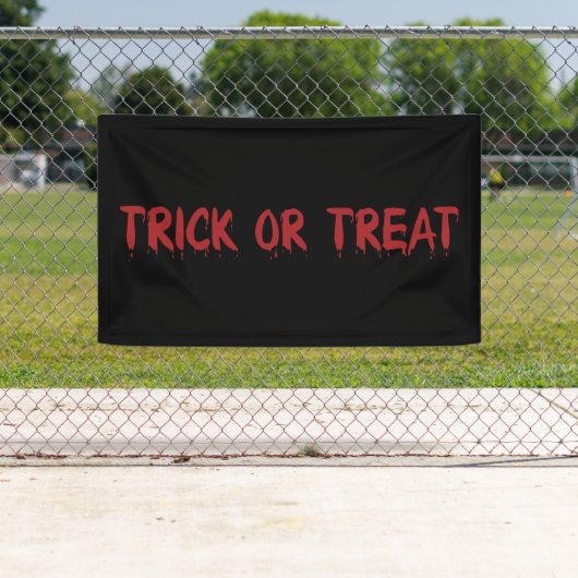 Trick or treat zwart rood bloed tekst Halloween Spandoek (Insitu)