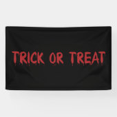 Trick or treat zwart rood bloed tekst Halloween Spandoek (Horizontaal)