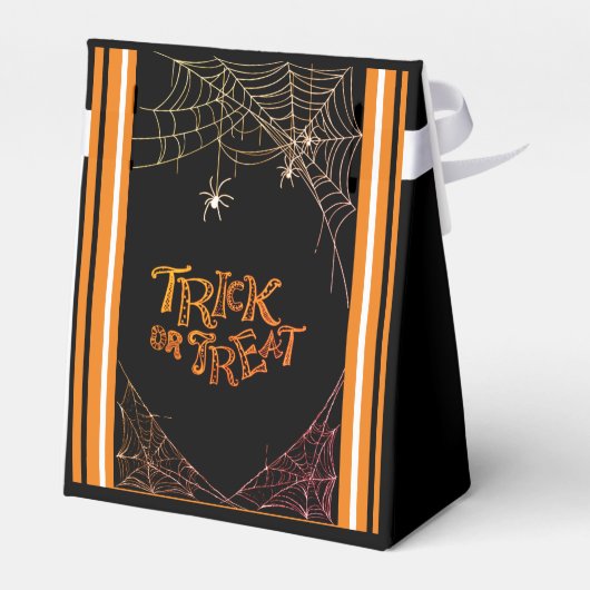 Trick or treat Zwart & Sinaasappel & Wit Snoepjes  Bedankdoosjes (Achterkant)
