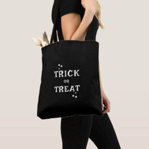 Trick or treat Zwart-wit Halloween Sterren Tote Bag