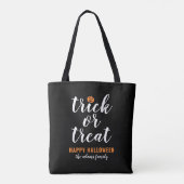 Trick or Treat Zwarte Familiennaam Gelukkig Hallow Tote Bag (Achterkant)