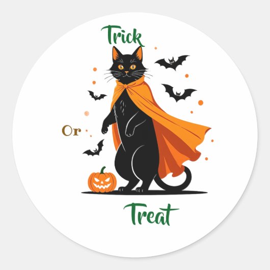 Trick or treat Zwarte Kat Halloween Sticker (Voorkant)