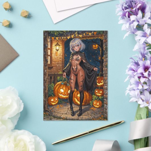 Trick or Treater, dappere Halloween kostuum meisje Acryl Uitnodigingen (Insitu (Huwelijk))