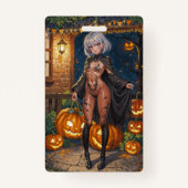 Trick or Treater, dappere Halloween kostuum meisje Badge (Achterkant)