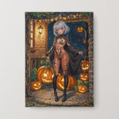 Trick or Treater, dappere Halloween kostuum meisje Button (Voorkant)