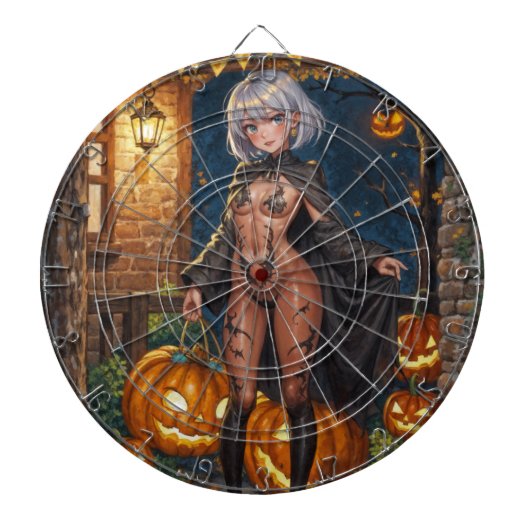Trick or Treater, dappere Halloween kostuum meisje Dartbord (Voorkant)