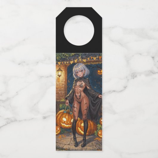 Trick or Treater, dappere Halloween kostuum meisje Flessenhanger (Achterkant)