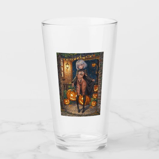 Trick or Treater, dappere Halloween kostuum meisje Glas (Voorkant)